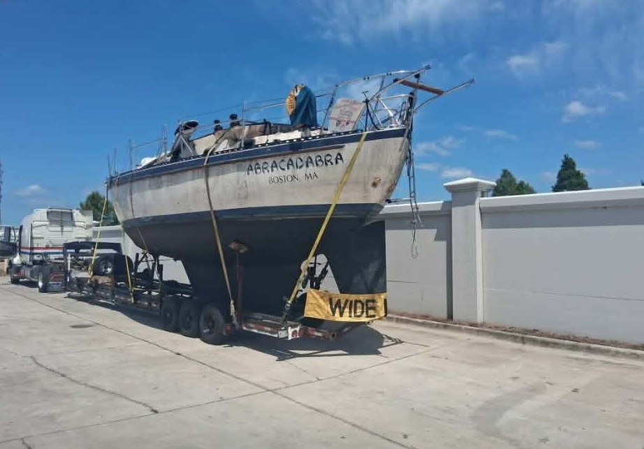 Boat on trailer ready for removal
