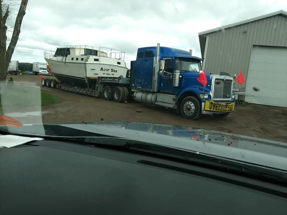 Oversize load transporting a vessel